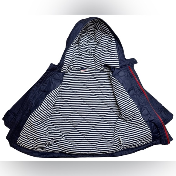 Hanna Andersson Hooded Water Resistant Jacket Girls 5 Navy Nautical Coat - Picture 4 of 9